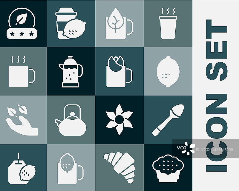 松饼茶匙柠檬茶杯套装图片素材