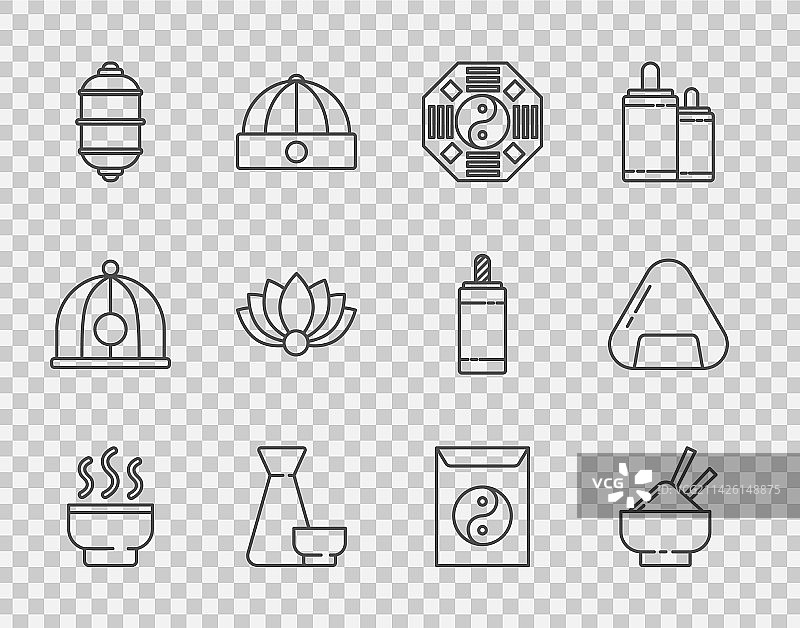 中国茶道米饭碗线条设计图片素材