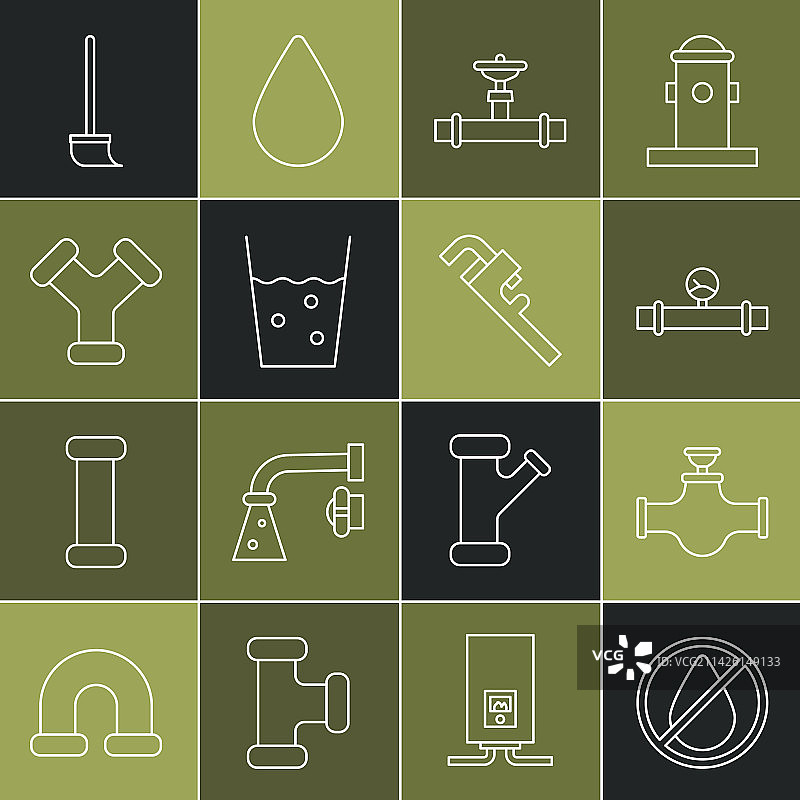 水滴禁用工业管道线性图标图片素材