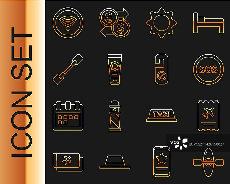 皮划艇或独木舟机票位置线条图标图片素材