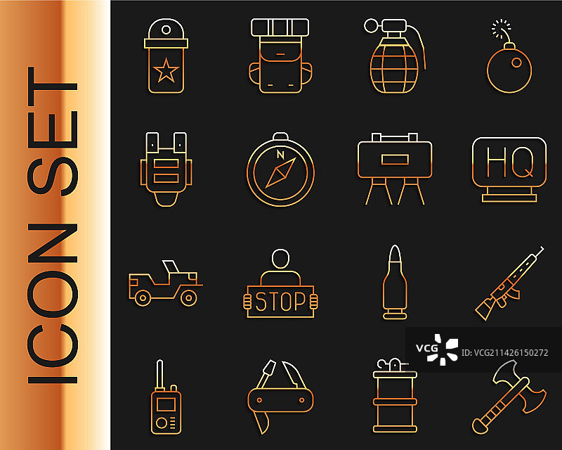 战争斧头带瞄准镜的狙击步枪线条图片素材