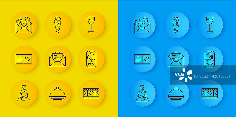线条元素：情侣、情人节派对图片素材