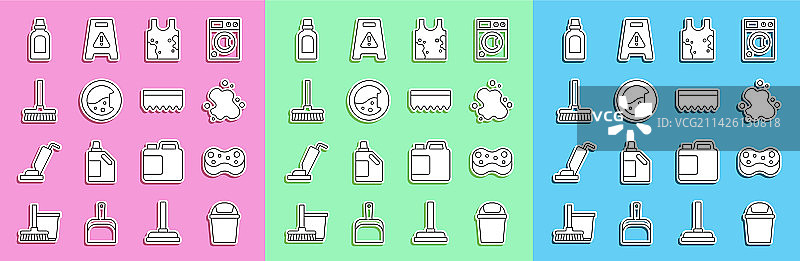 垃圾桶、海绵、污水等线条素材图片素材