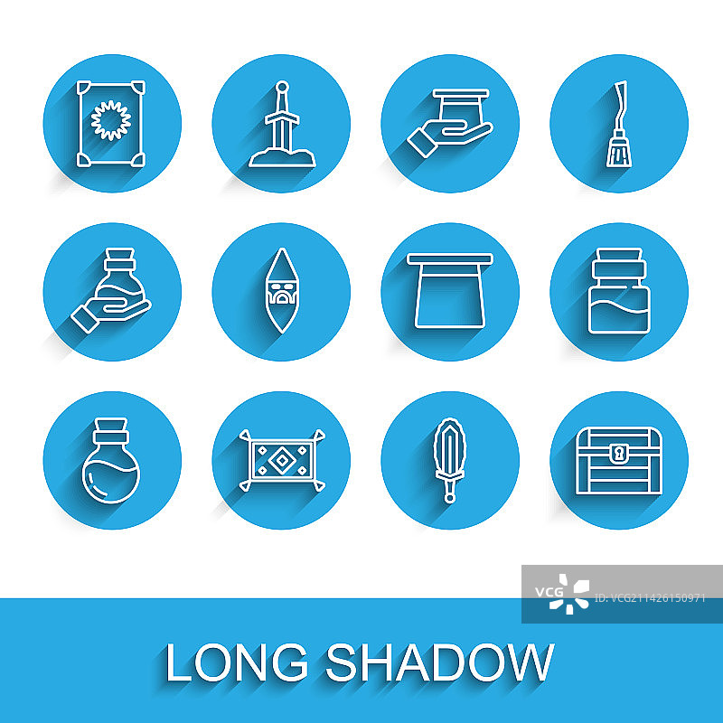 带有古代魔毯药水的瓶子线条组合图片素材