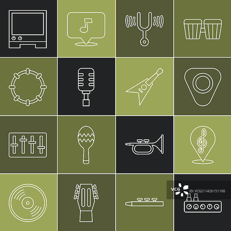 混音控制器高音谱号线条图片素材