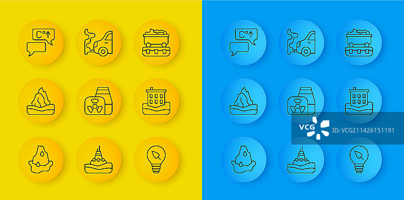 冰川融化、冰山和核电站图片素材