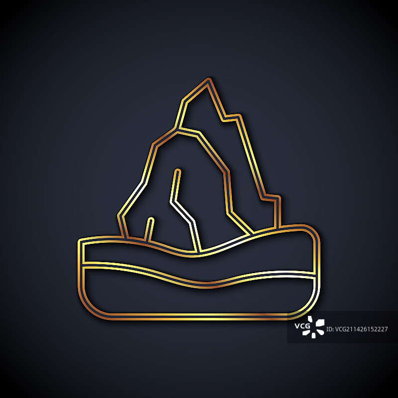 黑色背景上的金色线条冰山图标图片素材