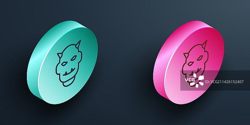 2.5D线条恶魔角面具图标图片素材