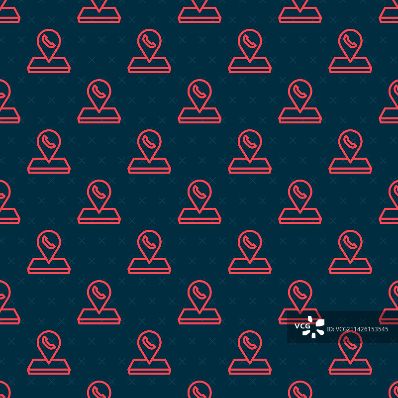 红色线条地图指针与电话图标图片素材