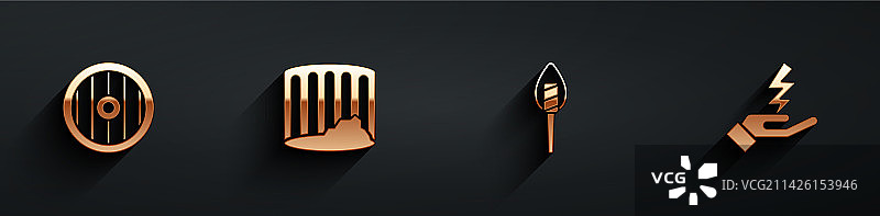 古希腊盾牌古代柱子火炬火焰主题素材图片素材