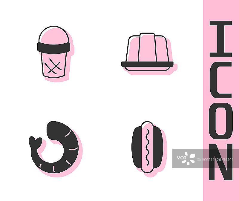 华夫饼热狗冰淇淋、虾和果冻图片素材