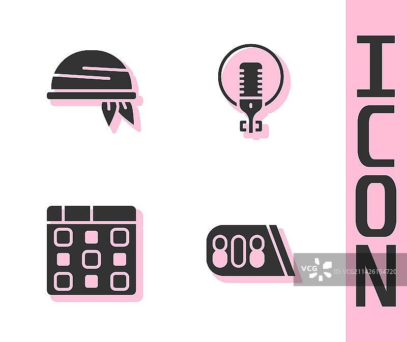 鼓机音乐、头巾和麦克风素材图片素材