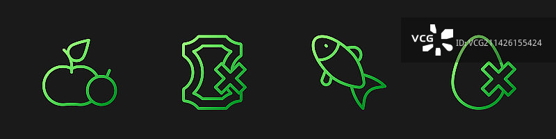 鱼、苹果、无皮革和鸡蛋渐变图片素材