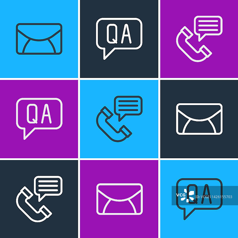 邮件和电子邮件电话交谈线条图标图片素材