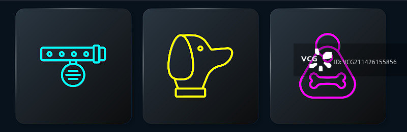 带名牌的项圈、宠物项圈骨头等线条组合图片素材