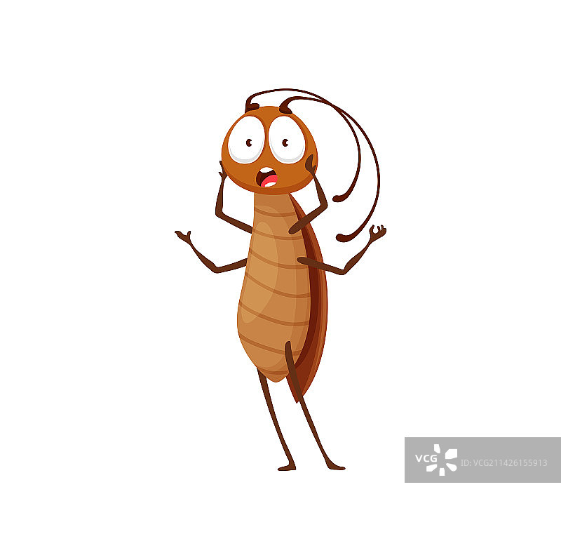 震惊表情卡通蟑螂角色图片素材