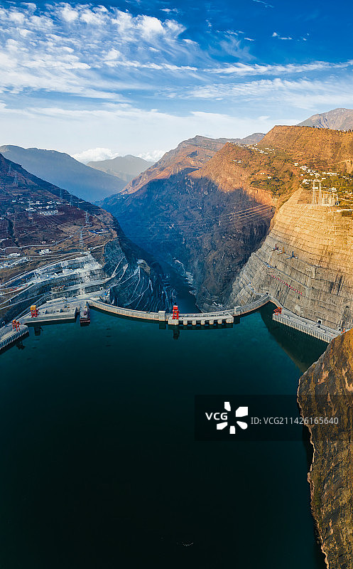 航拍白鹤滩水电站风光图片素材