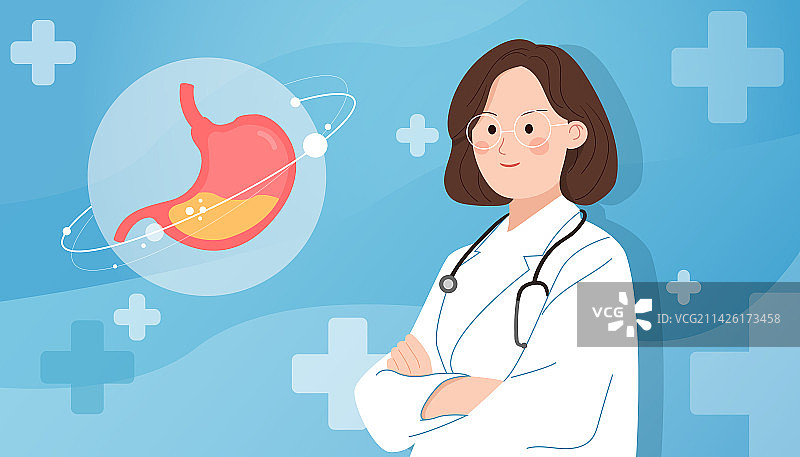 医护人员与肠胃消化系统健康图片素材