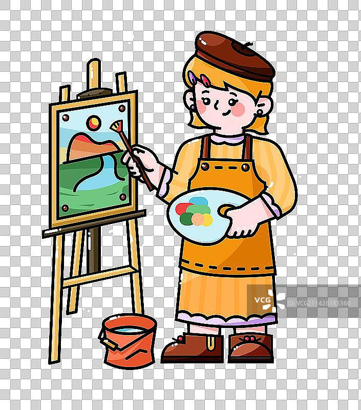 粗线条可爱卡通画架图片素材