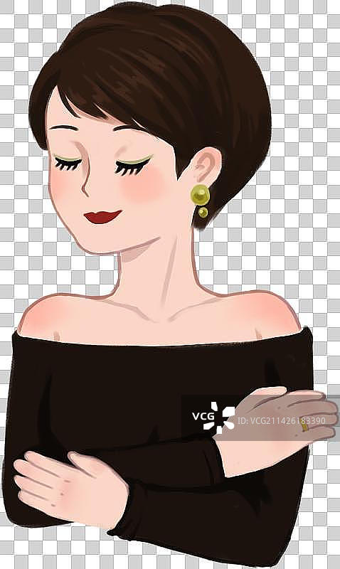 三八妇女节短发女人形象清新肖像插画免扣素材图片素材