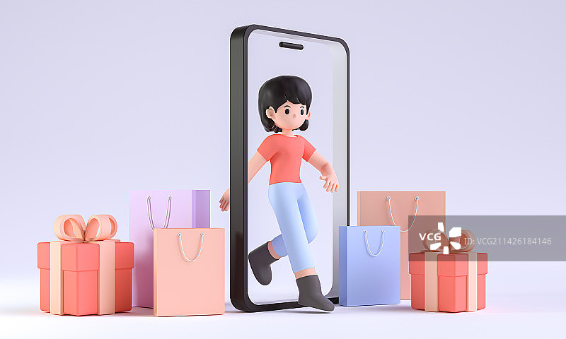 3D渲染的移动支付插画图片素材