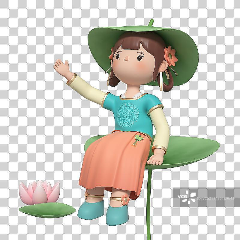 3D渲染的古风仕女图片素材