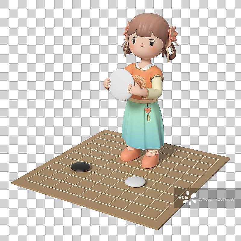 3D渲染的古风仕女图片素材