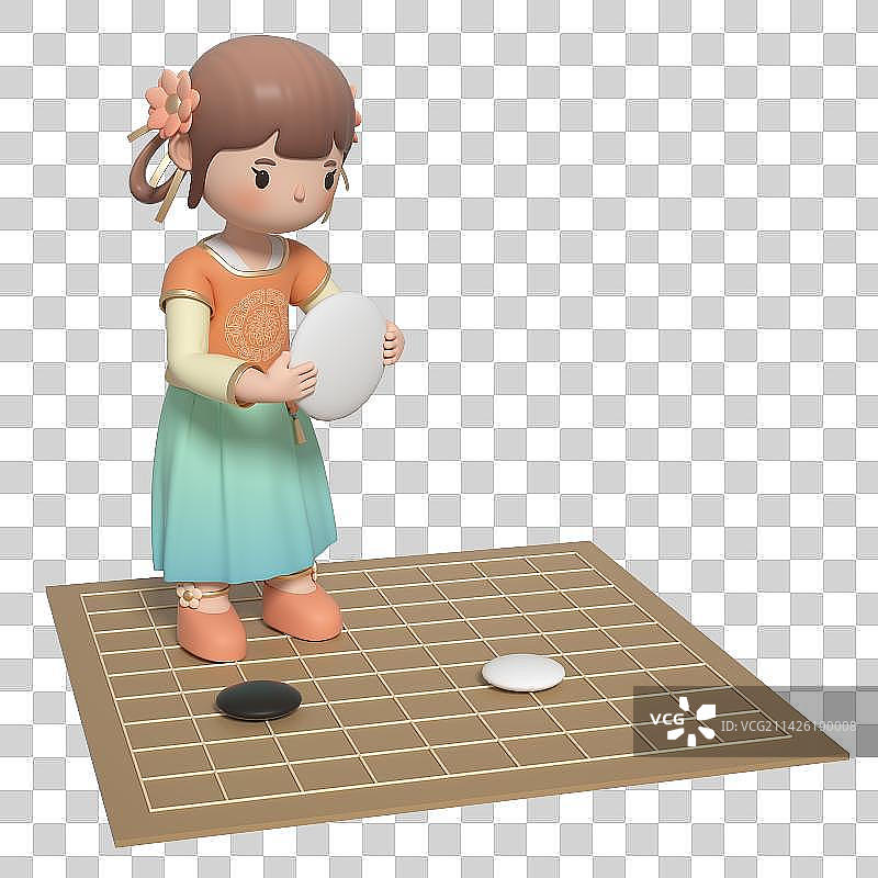 3D渲染的古风仕女图片素材