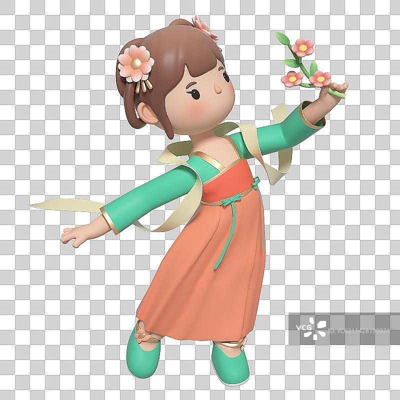 3D渲染的古风仕女图片素材