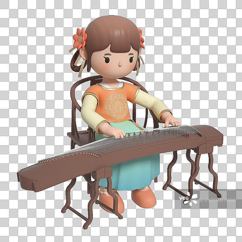 3D渲染的古风仕女图片素材