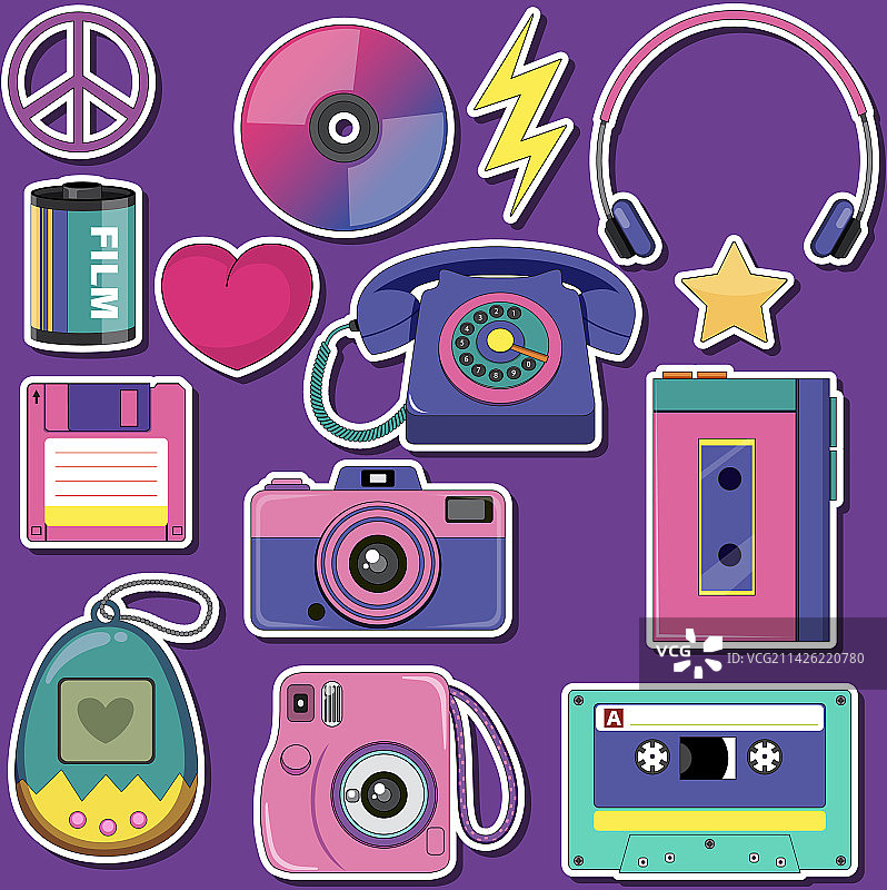 复古物品和元素套装图片素材