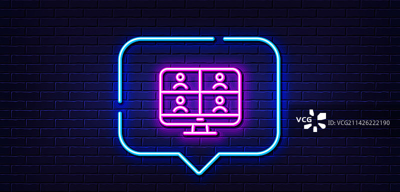 在线培训虚拟会议线条图标图片素材