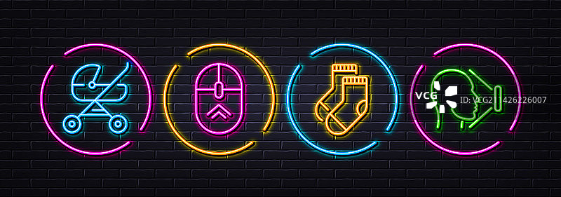 婴儿车向上滑动和袜子极简线条图片素材