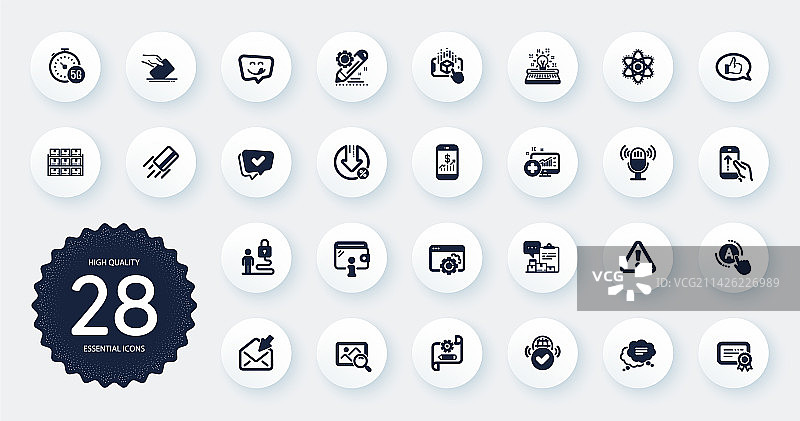 打字机等科技图标合集图片素材