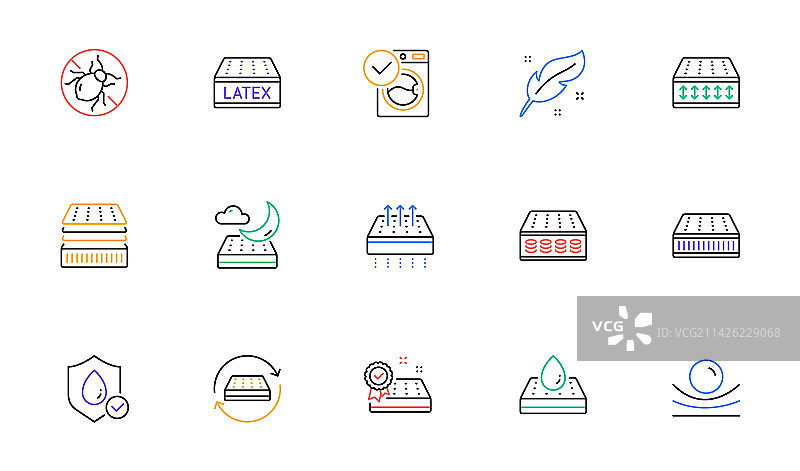 记忆棉枕头床垫线条图标图片素材