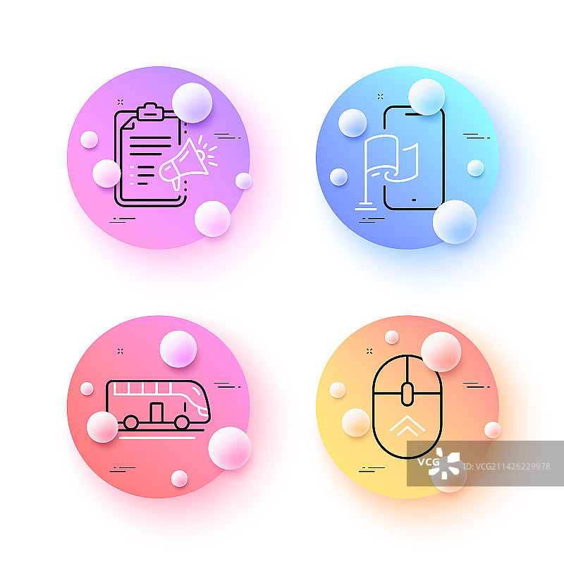 位置应用向上滑动和巴士旅游最小线图片素材