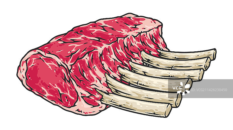 彩色复古猪肋排标志图片素材
