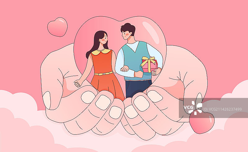 捧在手心里的一对情侣图片素材