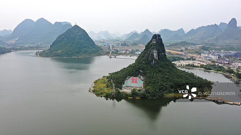 罗城县于成龙纪念广场-成龙湖图片素材