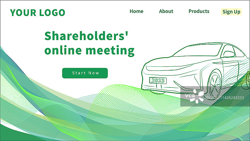 矢量科技风背景简约线条汽车横构图图片素材