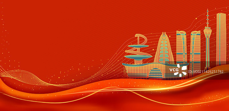 成都红色建筑群插画图片素材