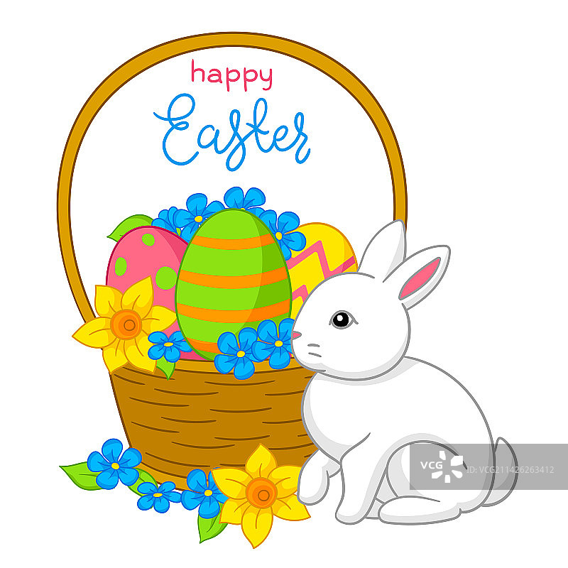 复活节快乐，可爱兔子彩蛋图片素材