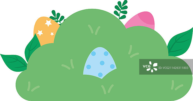 灌木丛中绘制的春季彩蛋图片素材