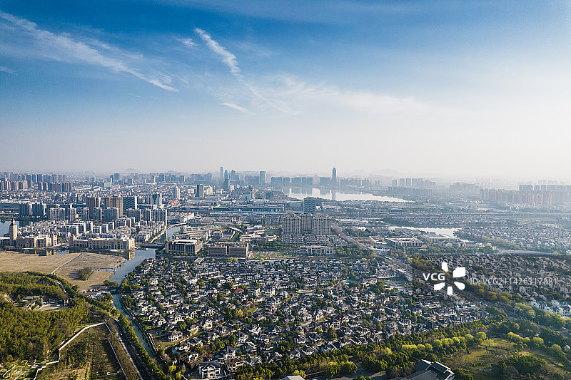 绍兴市柯桥城区城市天际线，城市风光图片素材