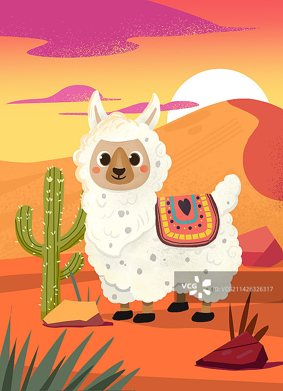卡通手绘羊驼图片素材