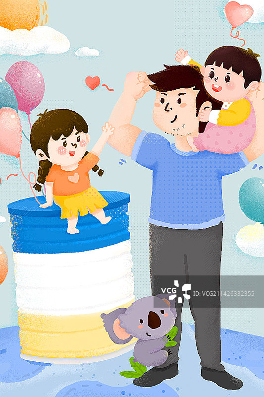 父亲节快乐的父亲和孩子们在玩耍图片素材