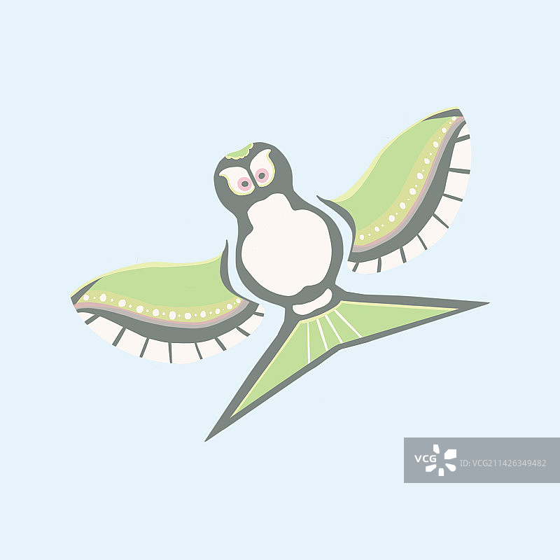 春天绿色风筝扁平卡通插画图片素材