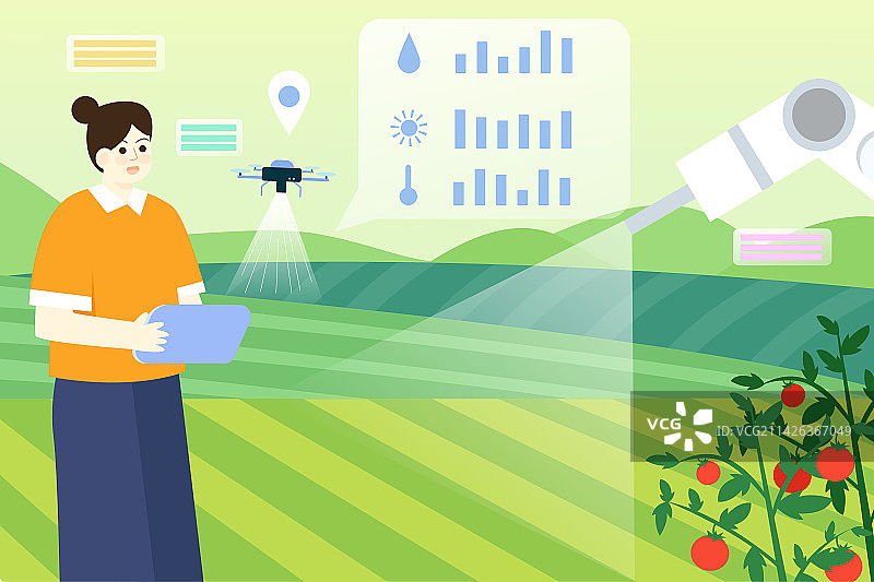 卡通春天春季农业农场乡村农村科技发展农作物电商促销消费扁平矢量插画图片素材