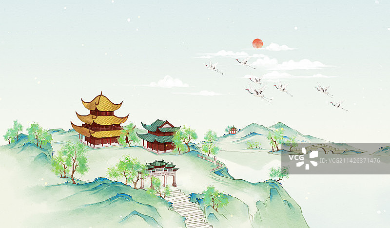 中国风山水洞庭湖图片素材