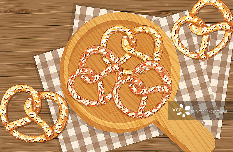 桌子上的椒盐面包图片素材